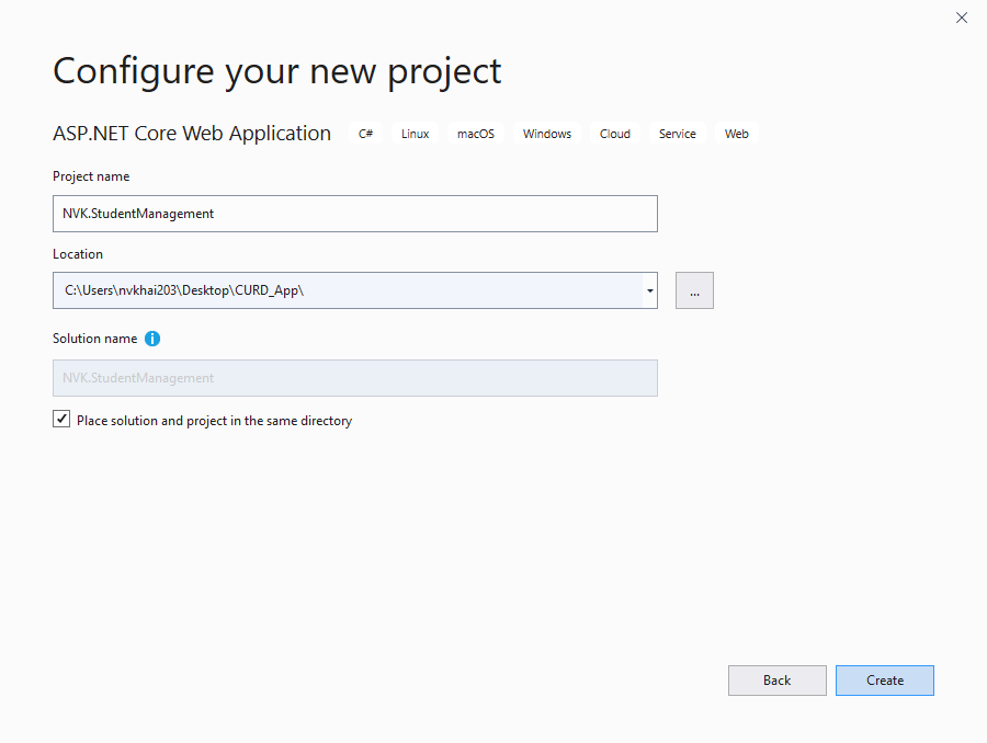Tạo project Netcore API